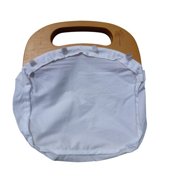 Rare Vintage Lilly Pulitzer Bermuda Bag with Wooden Handles  – Gator Print Cover - Picture 2 of 8